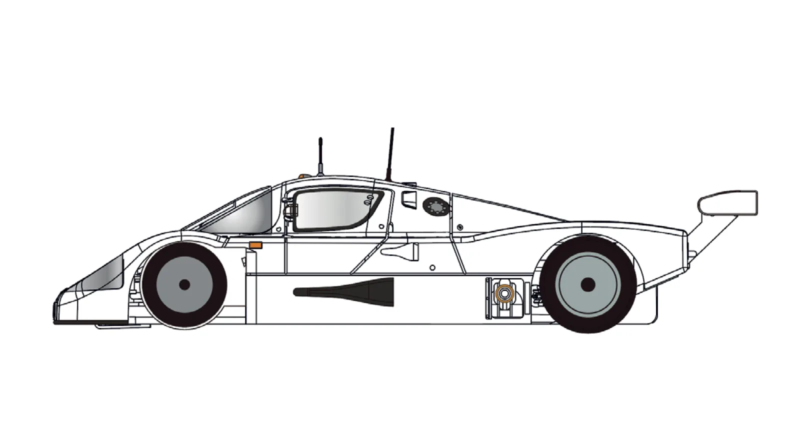 BRM192 Sauber C9 FULL WHITE KIT with new preassembled aluminum racing chassis