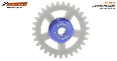 SC-1151R Nylon Spur Gear 31 th M50 for 2.38mm axle. diam 17.5mm with M2.5 set screw SC-1151R Nylon Spur Gear 31 th M50 for 2.38mm axle. diam 17.5mm with M2.5 set screw